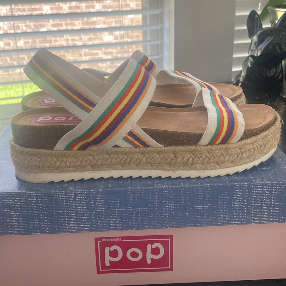 Womens POP multicolored sandals - size 8 - Picture 4 of 6